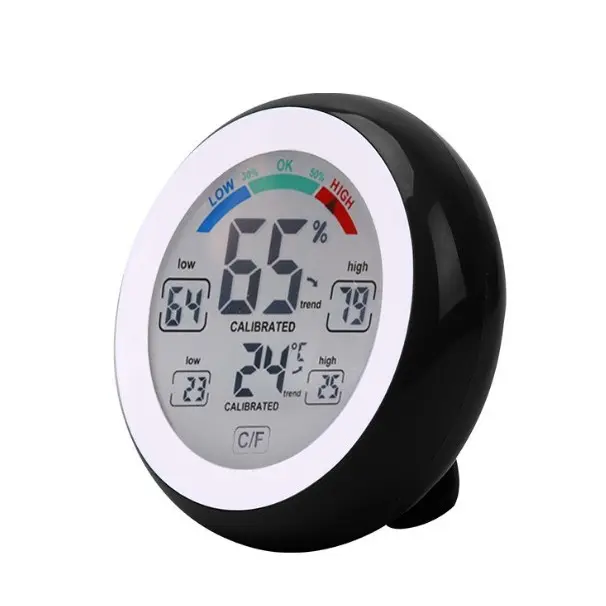 Round Touch Screen Digital Thermo-Hygrometer with Clock and Alarm 3305F