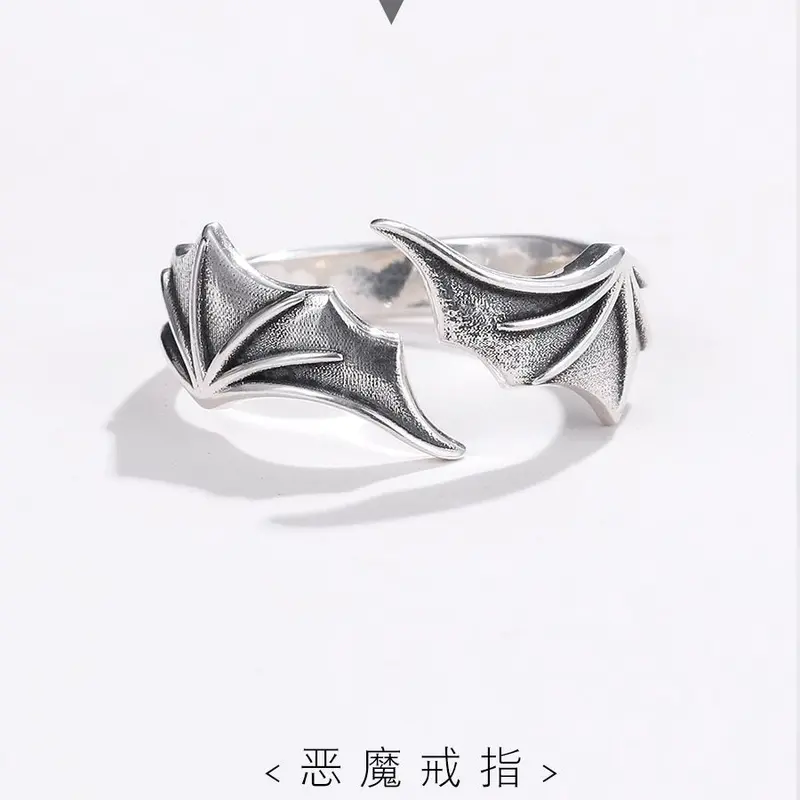 Chiba original design 999 Thai silver ring devil wings men's ring Thai silver retro niche personalized ring gift