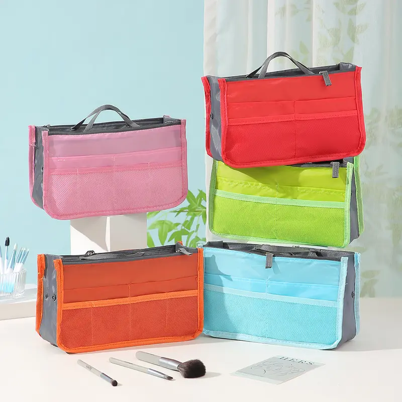 Korean multifunctional double-layer folding cosmetic bag large capacity bag thickened compartment bag travel digital bag medium bag