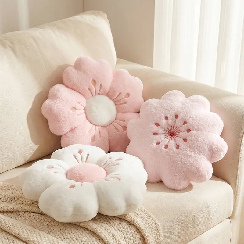 Pink Cherry Blossom Decorative Pillow for Bay Window