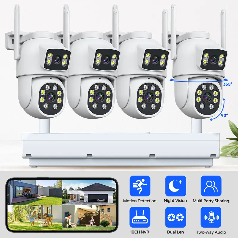 Yishiyun Wireless 4MP Outdoor Bullet Dome Surveillance Camera Kit with NVR