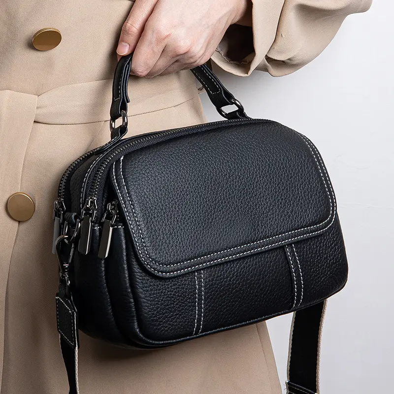 Genuine Leather Small Round Women's Bag, Single Shoulder, Korean Style