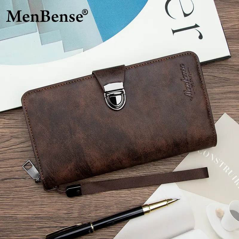 Men's Long Wallet with Clasp Clutch, Large Capacity, Multi-Card Slots