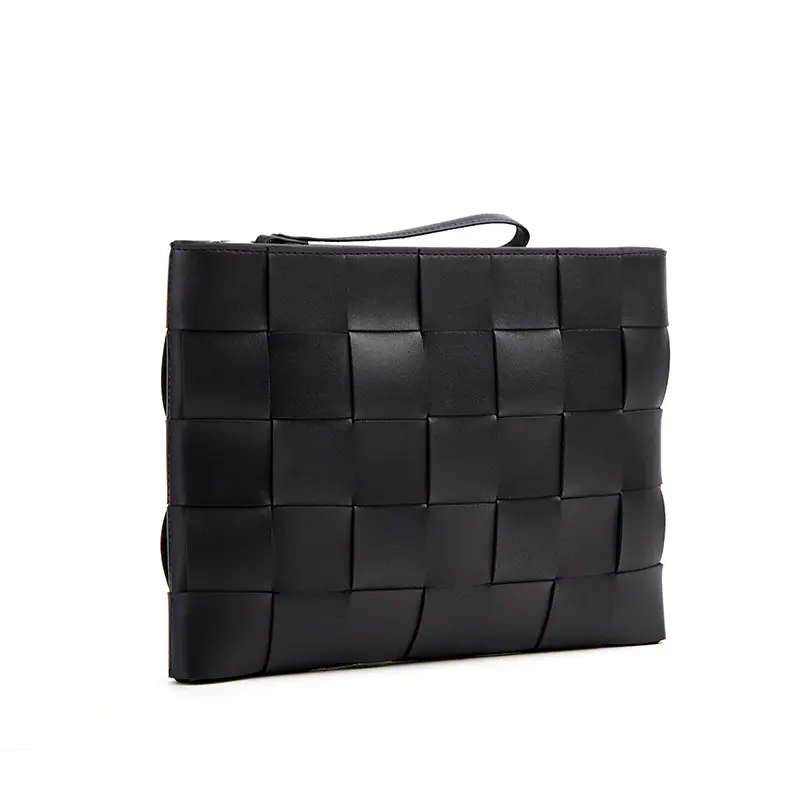 Men's Genuine Leather Accordion Document Clutch with Wrist Strap
