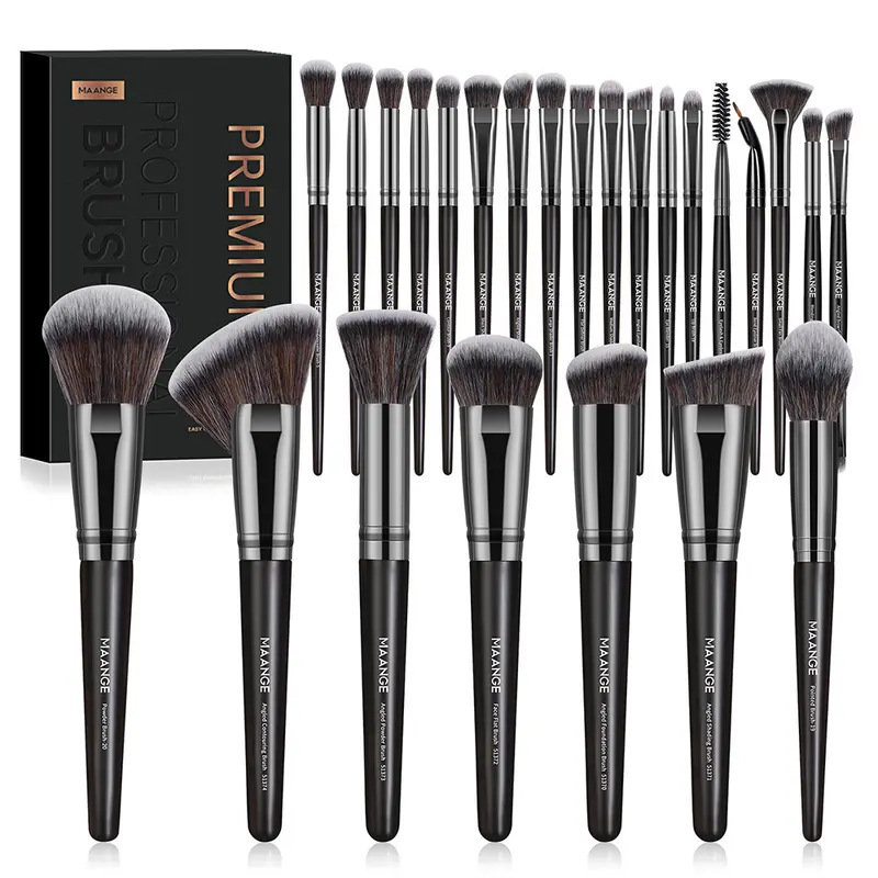 Factory direct sales 25-piece luxury makeup brush set plus box professional beauty tools nylon bristles for beginners