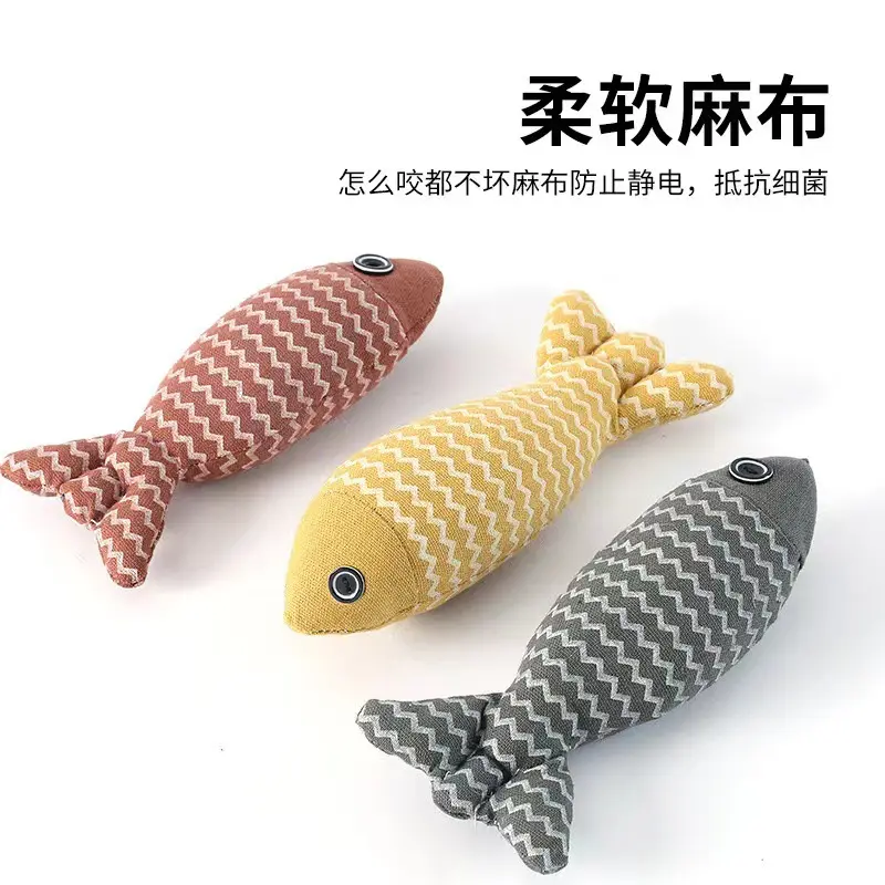 Catnip Simulation Fish Cat Toy, Bite-Resistant Burlap
