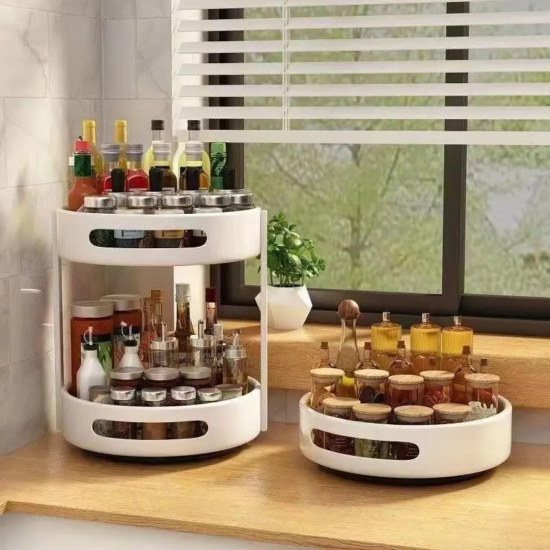 360-degree rotating spice rack kitchen spice multi-functional spice storage box storage shelf
