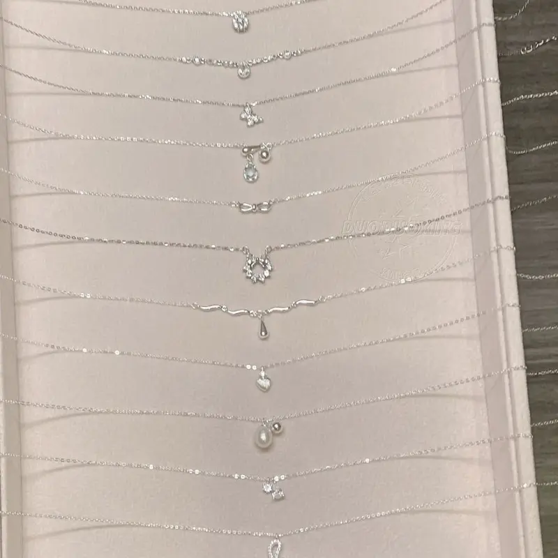 S925 Silber Zirkonia Halskette Damen, Schlüsselbein Kette, leicht luxuriös