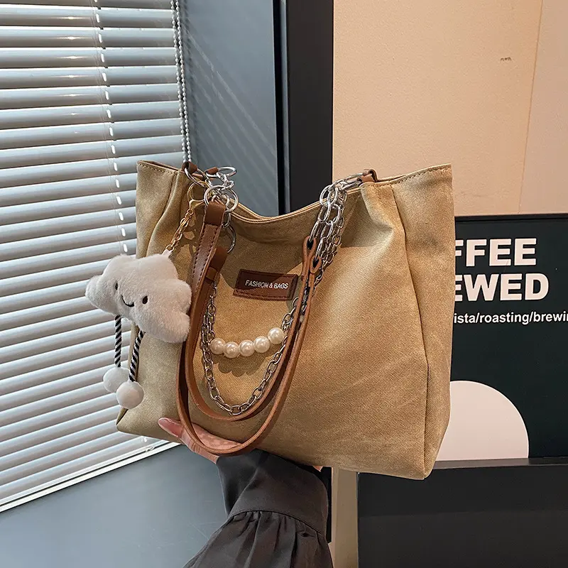 Korean Style Women's School Bag, Simple Shoulder Tote, Large Capacity
