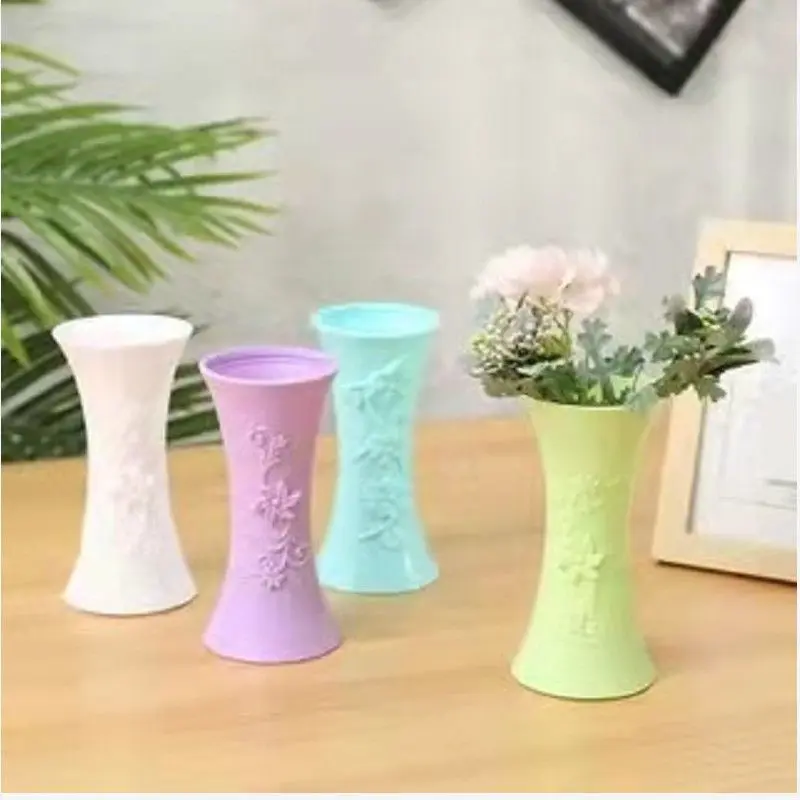 Modern Artificial Flower Plastic Vase, Anti-Fall, Small Mouth Decorative Vase