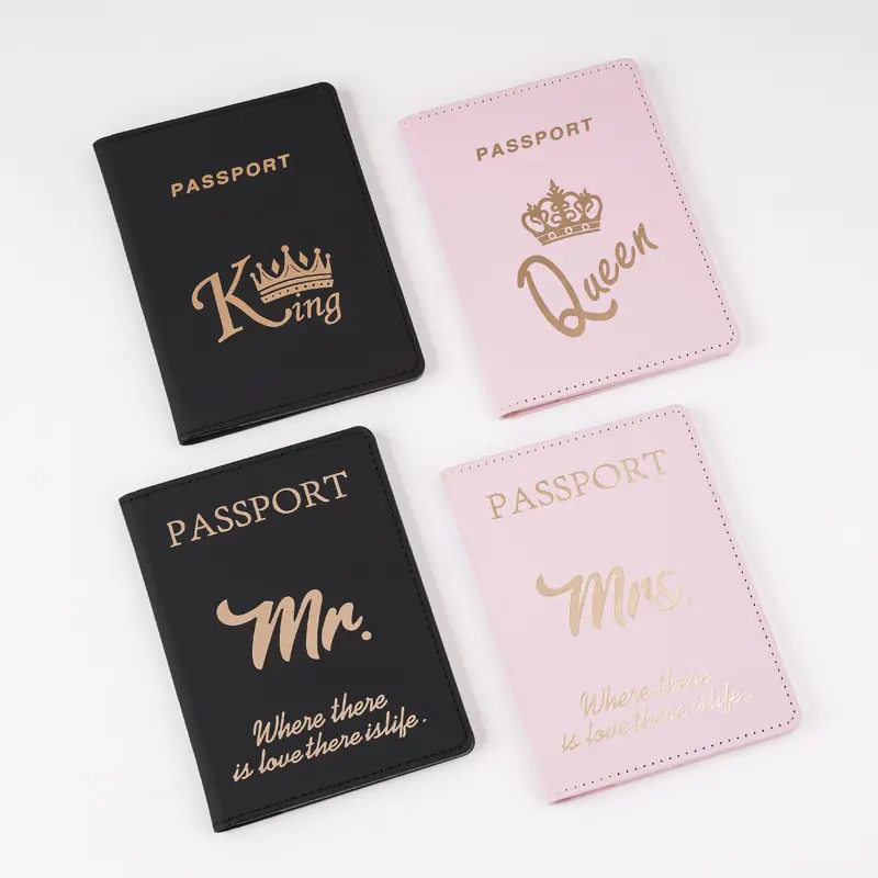 PU leather passport cover, couple style, embossed
