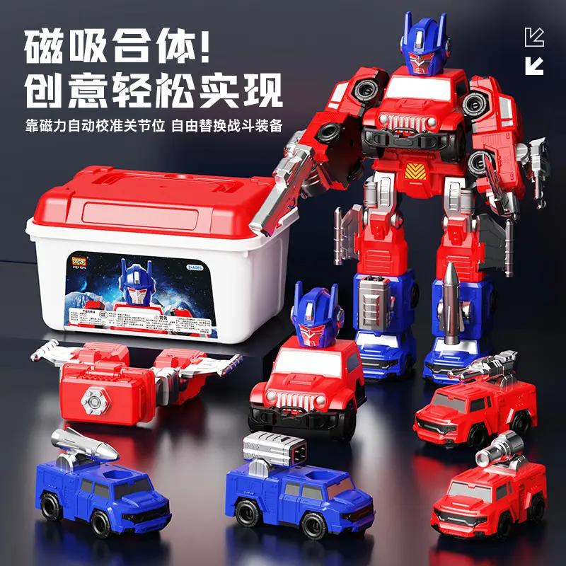 Magnetic Assembly Transforming Robot Construction Vehicle Toy