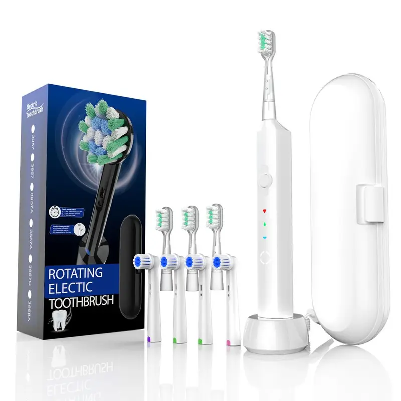 Rotary-Sonic Rechargeable Electric Toothbrush with Soft Bristles
