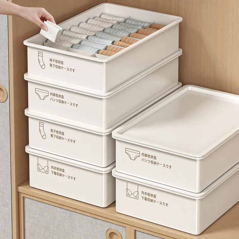 Underwear and sock storage box, 3-compartment