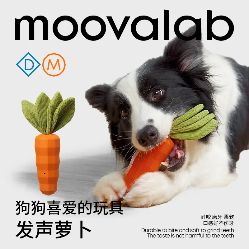 Carrot Rubber Dog Chew Toy Ball with Squeaker for Small and Medium Dogs