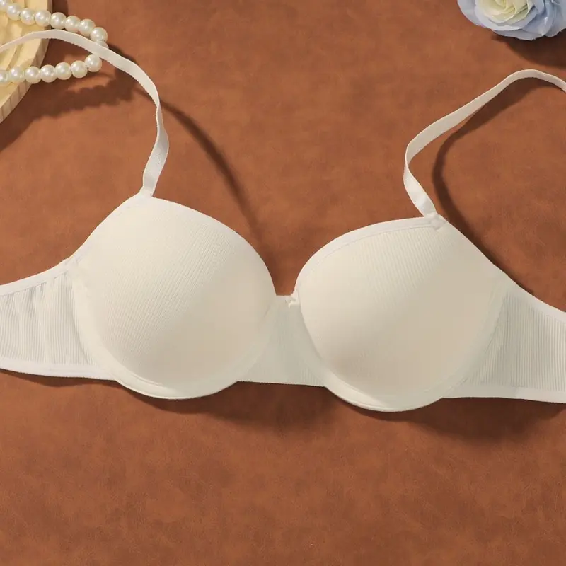 Low-Cut Push-Up Half-Cup Bra, Underwired, Ribbed