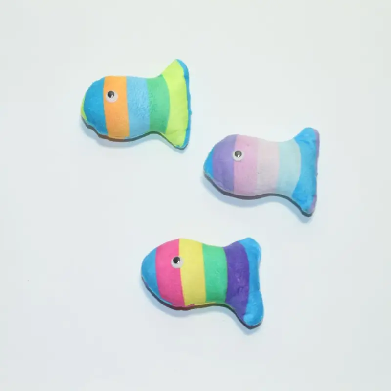 Catnip Stuffed Little Fish Cat Toy, Cute Rainbow Design