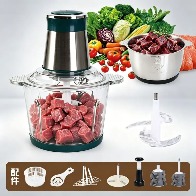 跨境绞肉机家用电动多功能料理机搅拌机搅馅绞馅机蒜蓉泥器批发