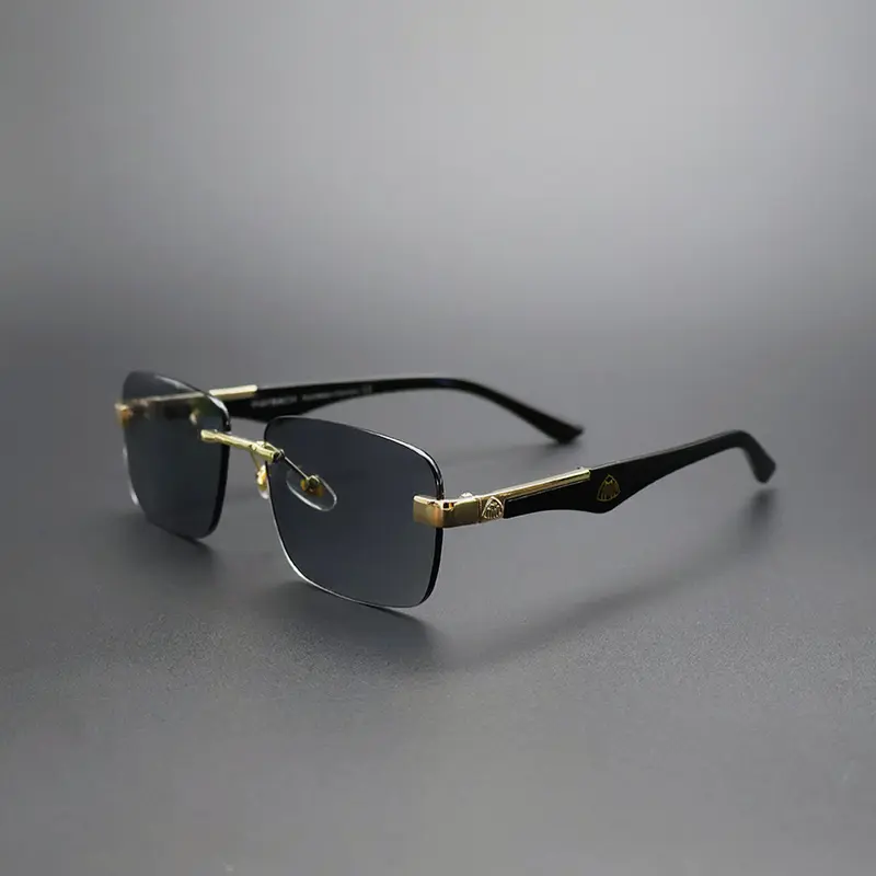 Rahmenlose polygonale Herren-Sonnenbrille, Retro-Modestil