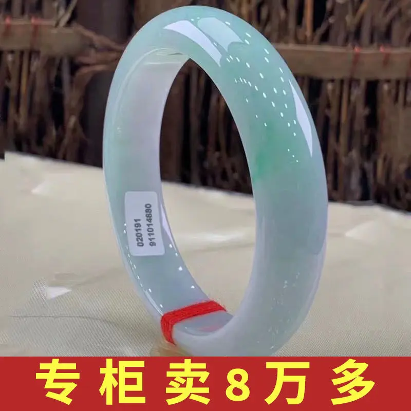 Burmese Grade A jadeite bracelet icy wax green