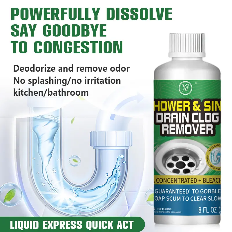 Strong Pipe Drain Cleaner, Dissolves Hair and Grease, Unclogs Sinks