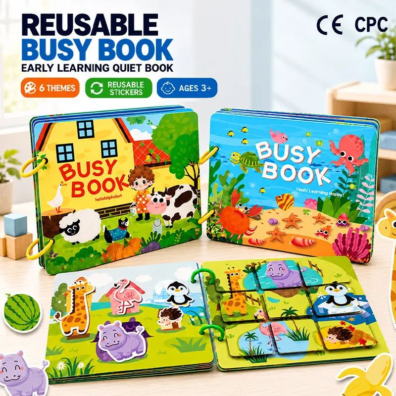 Children's Busy Book, Quiet Book with Cognitive Cards, Early Learning