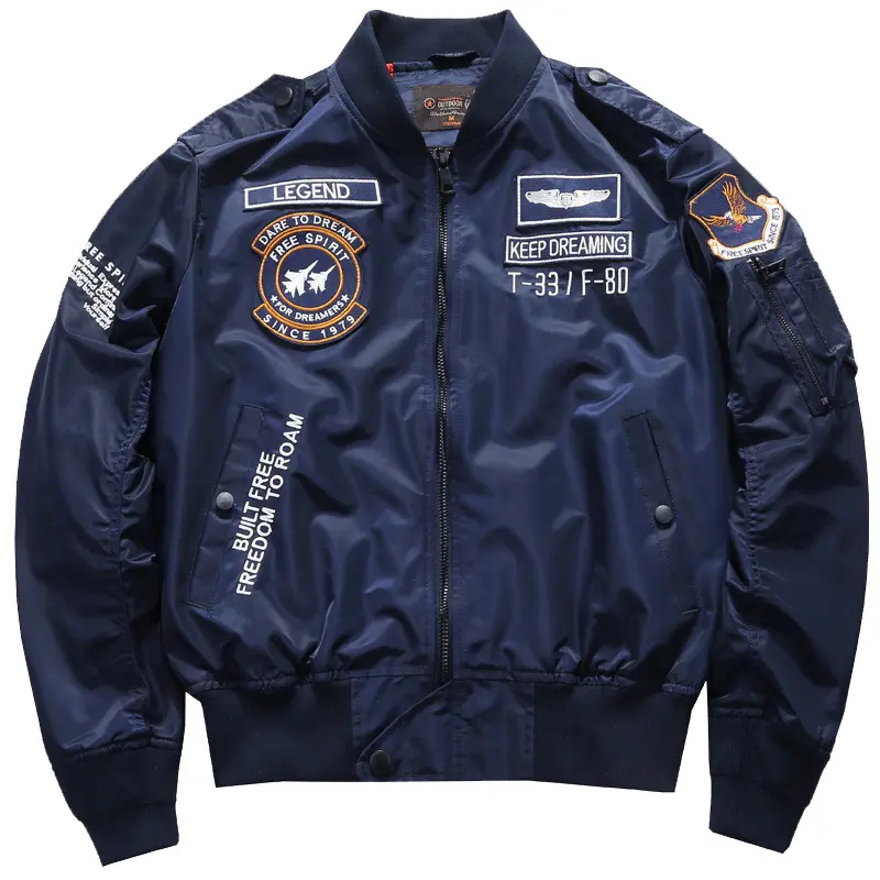 Men's Korean-Style Embroidered Ma1 Bomber Jacket, Oversized Baseball Jacket
