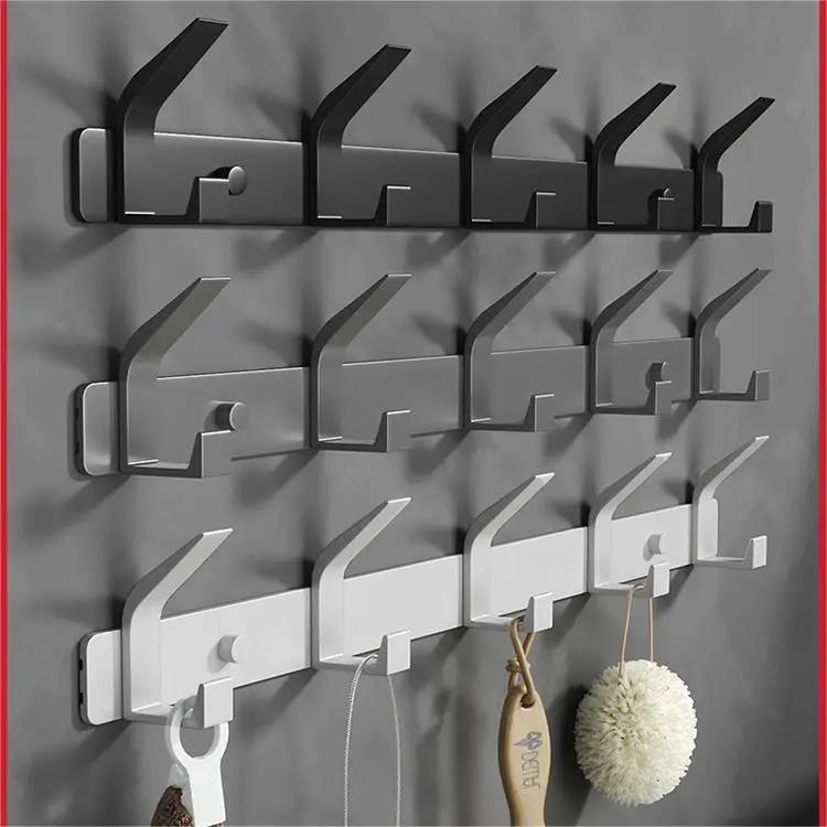 Gunmetal Wall-Mounted Coat Hook, Drill-Free, for Bathroom and Towels