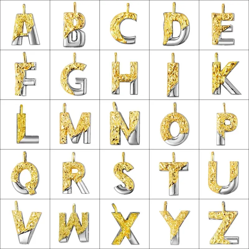 Copper micro-inlaid zircon necklace accessory, 26 English letters, without chain