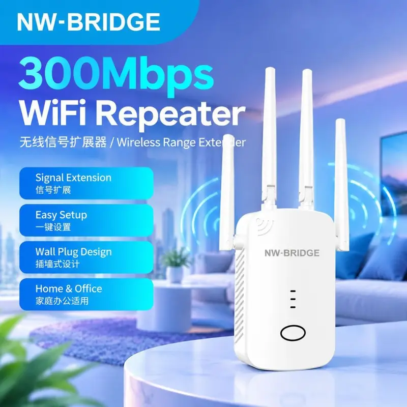 WiFi repeater and booster, eliminates dead zones