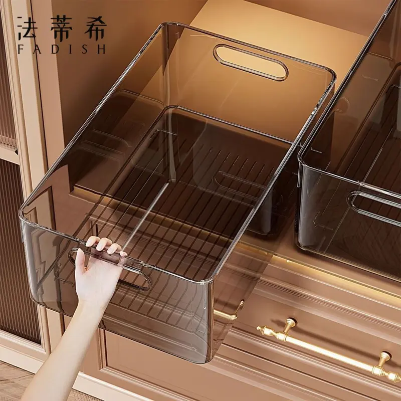 桌面收纳盒亚克力透明盒子零食长方形化妆品整理盒桌上杂物储物盒