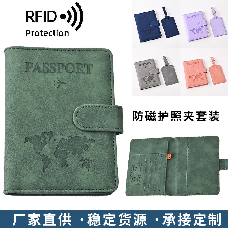 RFID pasaport kılıfı, PU magnetik kapatma, seyahat belgesi çantası
