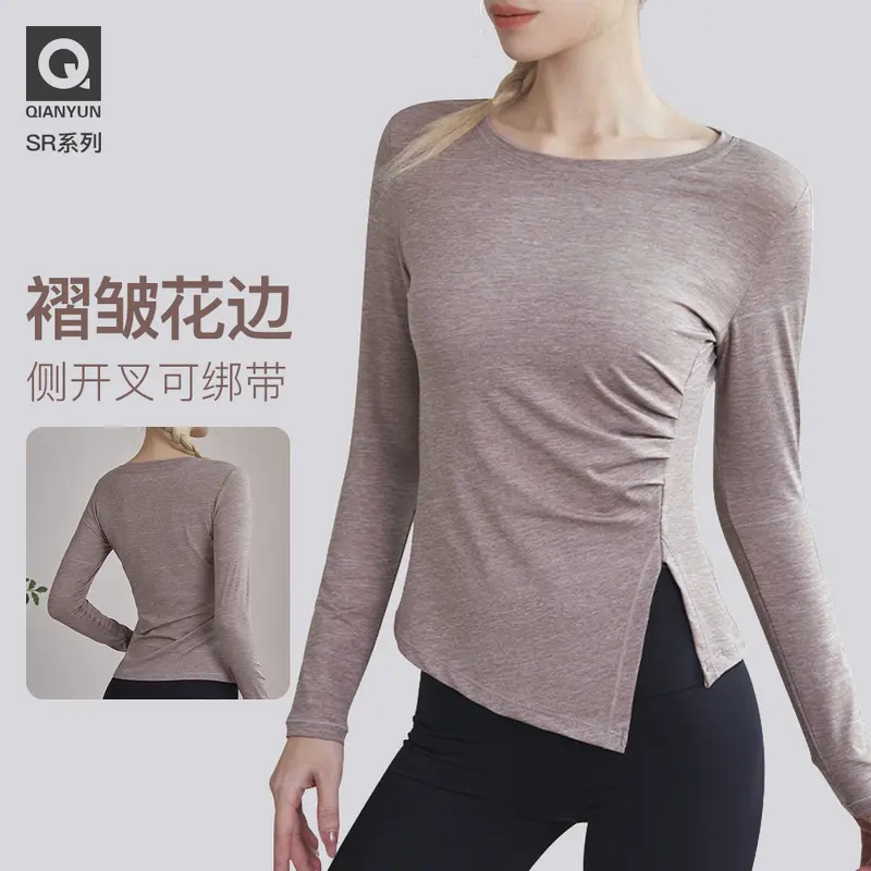 Women's Plus Size Long-Sleeve Quick-Dry Breathable Stretch Yoga Top