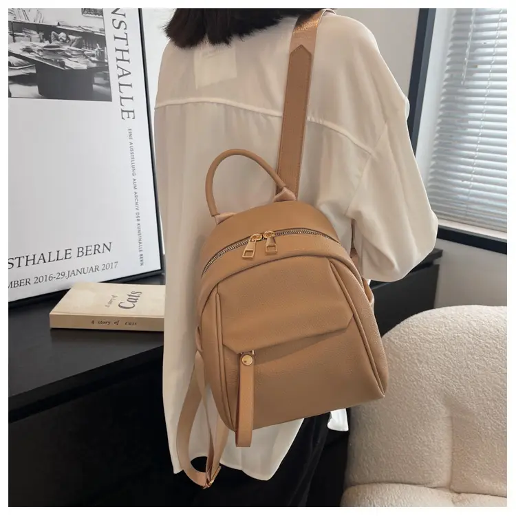 Korean-Style Women's Backpack with Soft Leather Texture
