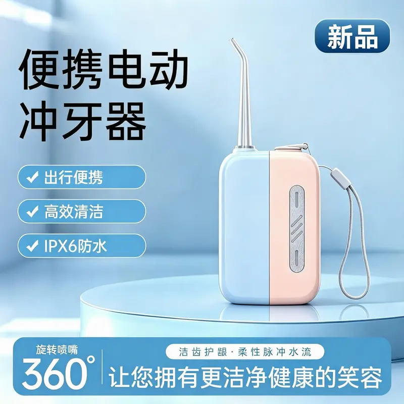 Portable electric oral irrigator, compact design