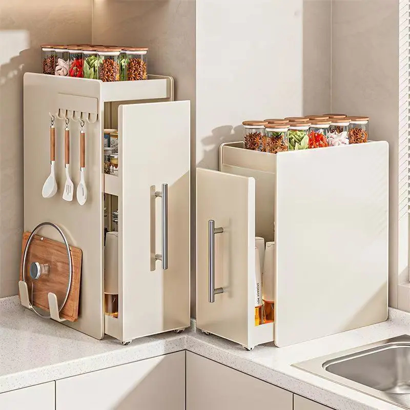 Kitchen seasoning rack, multi-layer, pull-out, condiment organizer