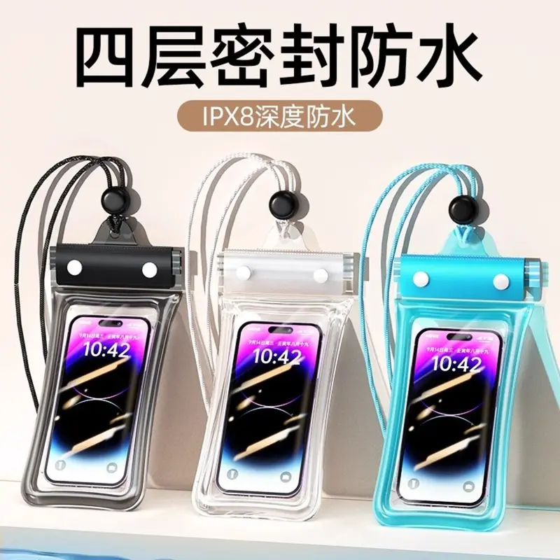 Transparent waterproof phone case with touchscreen for swimming and photography