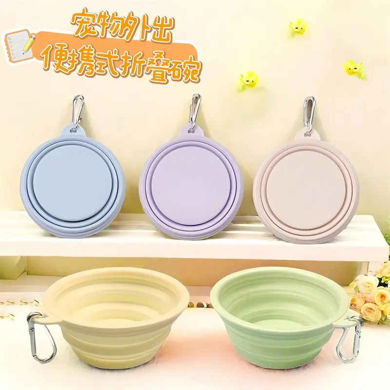Foldable Dog Bowl Pet Silicone Bowl Dog Feeding Pan Portable Water Bowl Travel Dog Bowl Outdoor Drinking Bowl Dog Food Tray