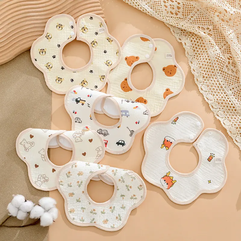 Pure Cotton Baby Bib with Waterproof Pocket for Boys