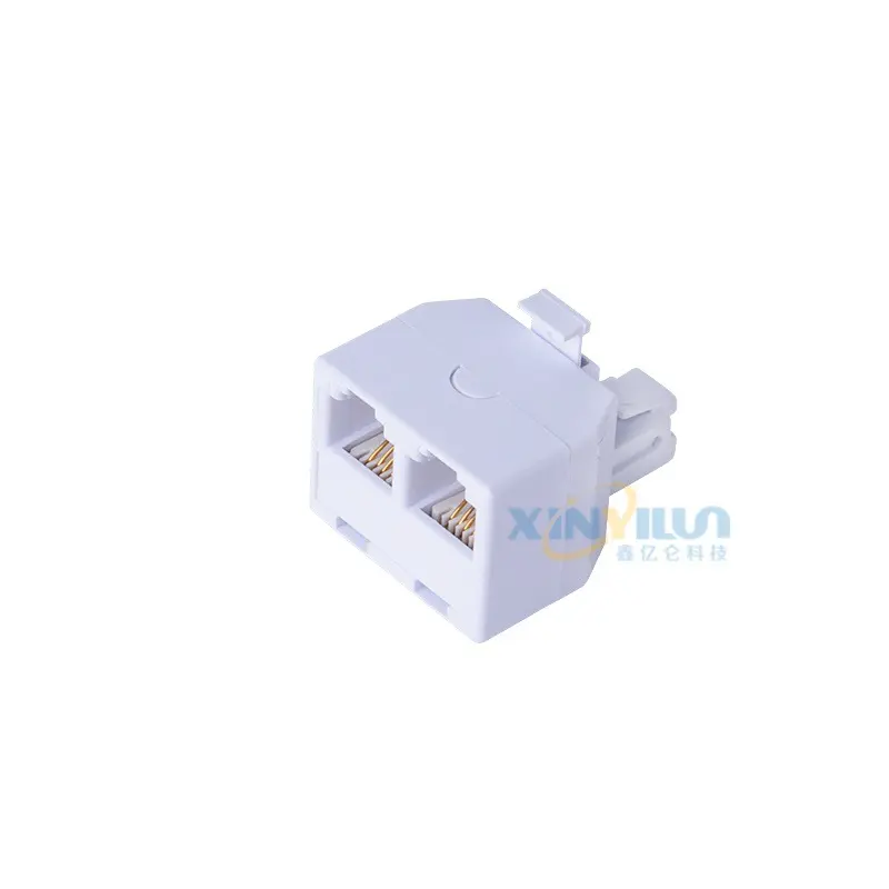 6P4C RJ11 Stecker auf Doppelbuchse, weißer Telefonadapter