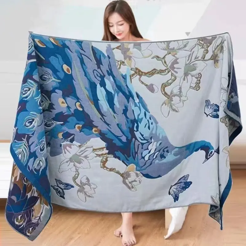 Gauze Bath Towel Pure Cotton Unisex Household Water-Absorbent Quick-Dry Oversized Towel Couple Bathrobe Wrap Shawl Cover Blanket