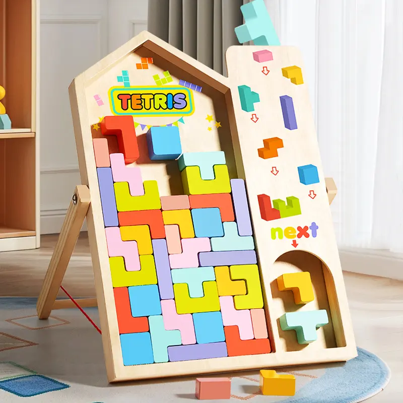 3D-Tetris Holzpuzzle-Bausteine für Jungen und Mädchen