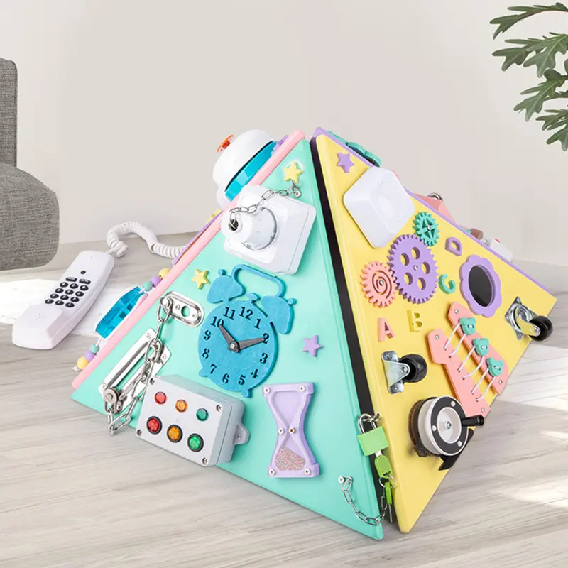 Kinder-Multifunktions-Pyramiden-Spielzeug, Montessori-Lernbrett mit Schlosssystem