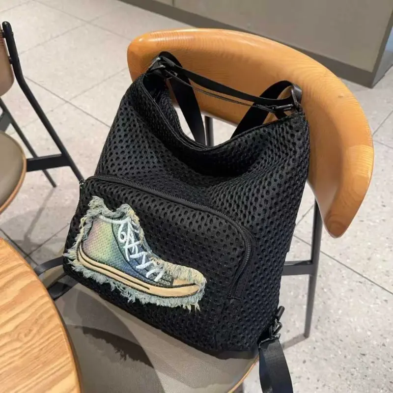 Women's Mesh Fabric Shoulder Bag, Multifunctional Backpack