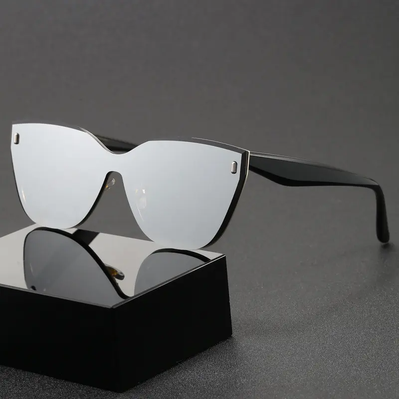Frameless One-Piece Cat-Eye Sunglasses, Unisex, UV Protection