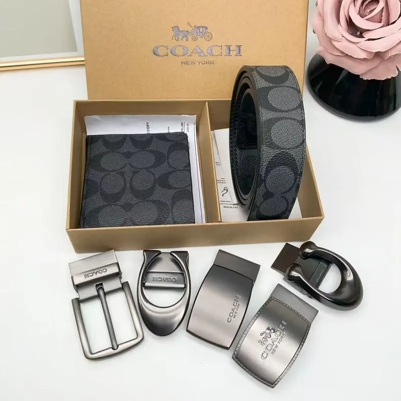 Men's Minimalist Belt Wallet Gift Set, Classic Leather Belt, Adjustable Holes