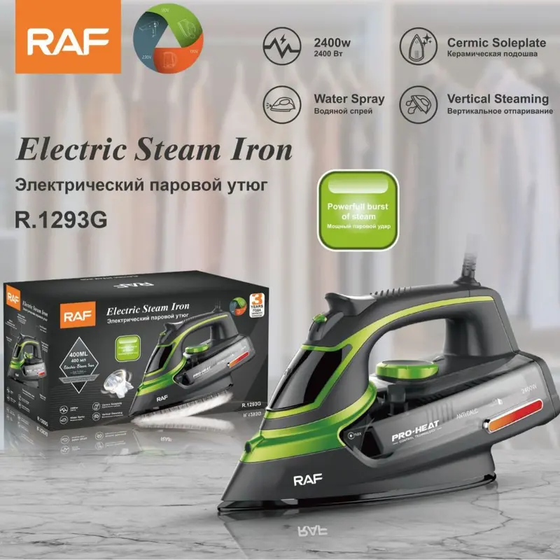 RAF 2400W taşınabilir buhar ütüsü, ev tipi, kuru ve ıslak kullanımlı