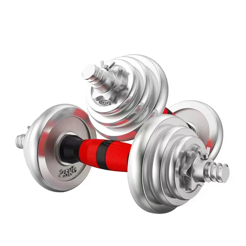 Pure steel electroplated dumbbell set, solid weight, adjustable