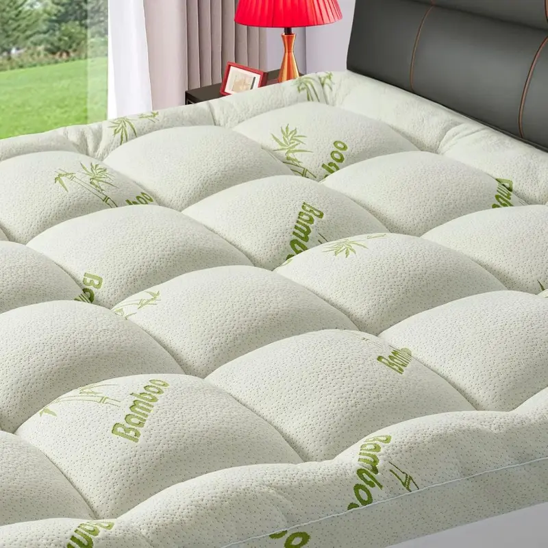 Amazon Premium Viscose Bamboo Fiber Mattress Protector Quilted Thickened Mattress Pad for Back Pain Relief TEMU Cross-Border
