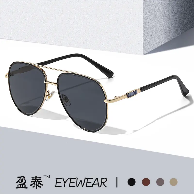 Retro Metal Men's Pilot Sunglasses, Double Bridge